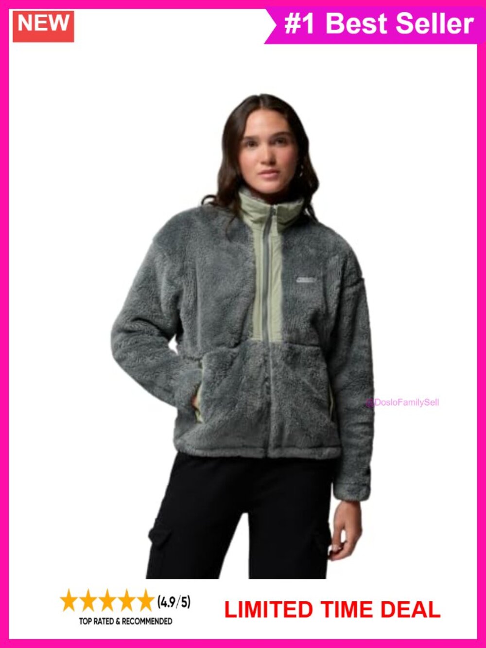 Sherpa Fleece Full Zip Jacket Plush Warm Active Outdoor Layer